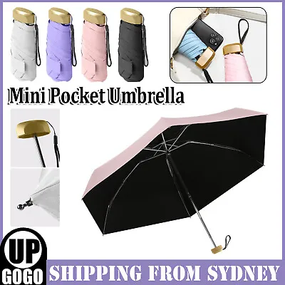 $16.85 • Buy Mini Pocket Umbrella Anti-UV Sun/Rain Windproof 6 Folding Ultra Light Umbrella