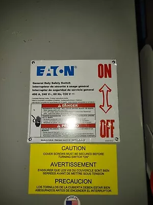 Dg325nrk Eaton 400amp 3 Phase Outdoor Fusible Disconnect Switch  • $1500