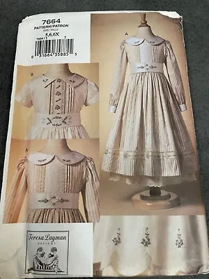 Vogue Pattern V7664 Vogue Child Dress Teresa Layman Embroidery Smock 2 3 4 VTG • $14.87