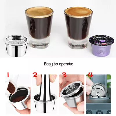 Reusable Stainless Steel Coffee Shell Capsule Filter Pod Kit For K Fee Machine • £13.45