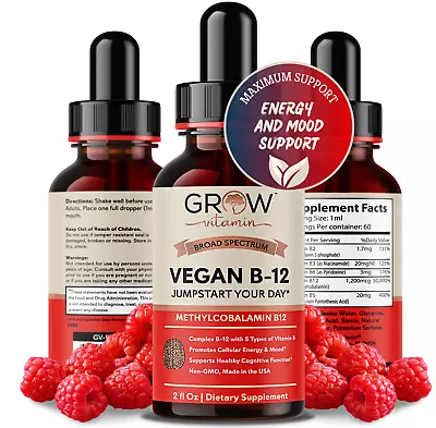 VITAMIN B12 Vegan Sublingual Liquid Drops Methylcobalamin 5000mcg Grow Vitamin • $19.99