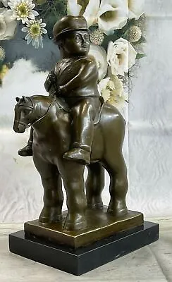 $199.50 • Buy Fernando Botero The Plump Man Rides Horse Bronze Marble Base Sculpture Abstract