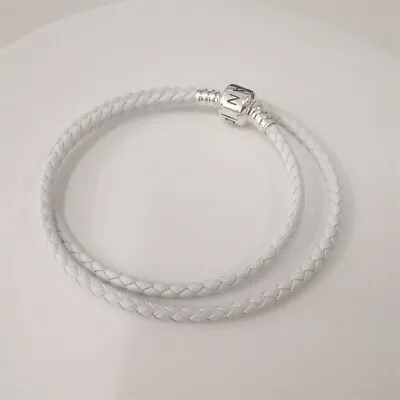Pandora S925 LEATHER  Woven White Braided UK Bracelet  • £24