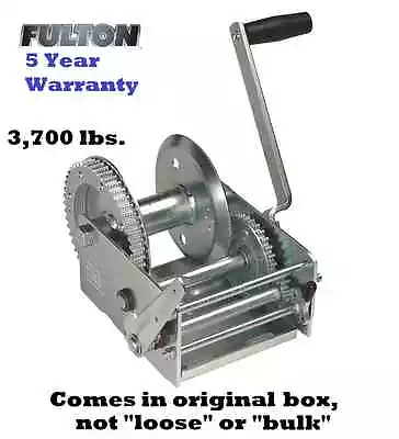 FULTON 2 SPEED TRAILER WINCH 3700 Lbs W/ BRAKE Z-MAX 600 ZINC CABLE USE BOAT • $336.39