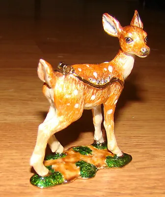 Kingspoint FAWN Deer Trinket Box - Hand Painted  Enamel Crystals • $38.50