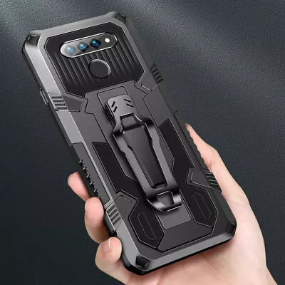 For LG Stylo 6 Shockproof Armor Belt Clip Phone Case + Tempered Glass Protector • $10.99