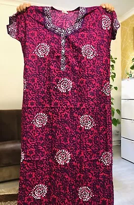 Womens Pure Cotton Summer Kaftan Maternity Maxi Dress Gown Plus Size 22 24 26 • £22