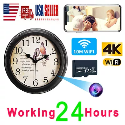 WIFI IP Wall Clock 1080P HD Camera Motion Security Nanny Cam Detection Recorder# • $66.49