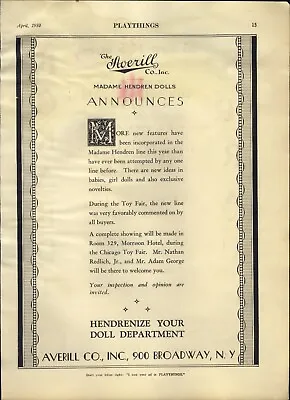1930 PAPER AD The Averill Madame Hendren Dolls Strauss Eckardt Pet Dolls  • $19.99