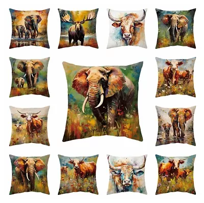 18  Wildlife African Elephant Throw Pillow Case Animal Cow Moose Cushion Covers • £4.03