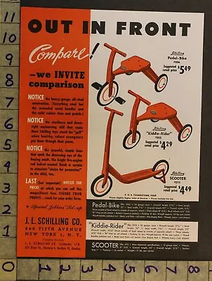 1947 Scooter Tricycle Velocipede Pedal Bike Kiddie-rider Schilling Ny Toy Adtm66 • $48.95