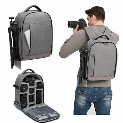 Camera Backpack Water Resistant Polyester Rucksack Unisex Shockproof DSLR  • £18.95