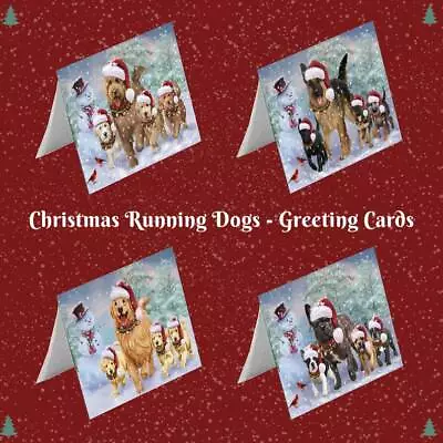 Christmas Running Dogs Cats Holiday Family Friends Greeting Invitation Card • $43.99