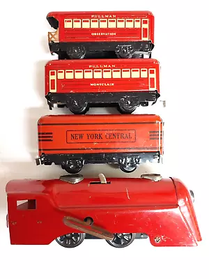 MARX RED WINDUP COMMODORE VANDERBILT PASSENGER TRAIN SET - POSTWAR O Gauge • $125