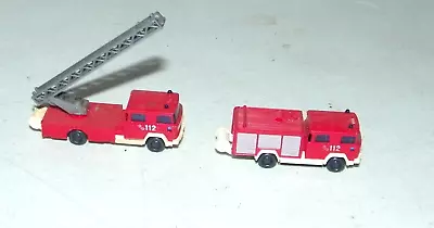 (2) N Scale Fire Engine Truck Aerial Ladder (Red + White) Micro Mini N 1:160 • $11.95