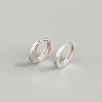 925 Sterling Silver Plain Huggie Hoop Earrings Girl Women Gift 10/12/16mm A33 • $12.95