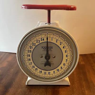 Vintage Mcm Retro Red Kitchen Scale Hanson Model 2000 Table Top 25lb Utility~red • $19