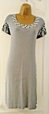 £8.99 • Buy Embellished Grey Ribbed Dress After Six By Ronald Joyce Size 5 (UK 16 - 18)
