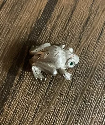 Vintage J.J. Signed Frog Silver Tone Pin Brooch With One Green Eye • $9.99