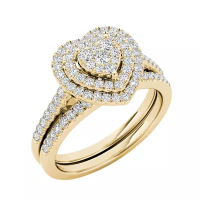 14k Yellow Gold 0.5Ct Diamond Heart Engagement Ring For Womens Size 9 • $1192