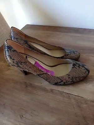 M&S Insolia Autograph Brown Black Snake Print Shoes Size 6 Wider Fit • £9.99