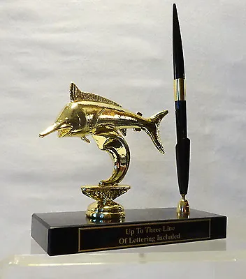 Metal Marlin Fish Trophy Pen Set Fishing Award Sport Fishing Marlin Fish • $35