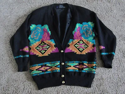 I.b. Diffusion Vtg Oversize Sweater Jacket Southwestern Aztec Floral Pattern S • $35