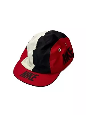 Rare Vintage Nike Red Black White Bicycle Cycling Cap Hat 1980's Flip Up Bill • $35.99