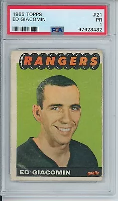 1965 / 1966 Topps #21 Ed Giacomin RC HOF SGC 1.5 Fair PSA New York Rangers • $200