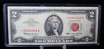 1963 $2 Dollar Bill ⭐️ Star ⭐️ Red Seal Note • $2.25