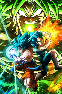 Dragon Ball Super Poster Vegeta Blue And Goku Blue With Broly 18inches X12inches • $9.95