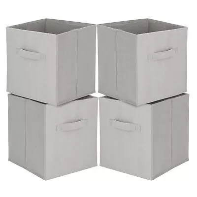 4X Foldable Canvas Storage Collapsible Folding Box Fabric Cube Cloth Basket Bag • £11.89