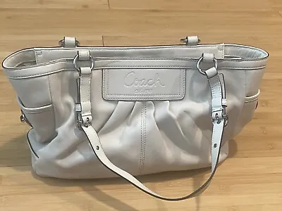 Coach Gallery East West Ivory Leather Tote Shoulder Handbag F13759 *Defect • $19.99