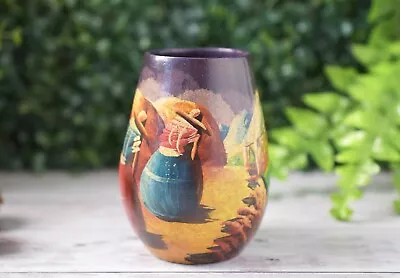 Vintage G. Morit Signed Peruvian Folk Art Hand Painted Bud Vase Cultural Colorfu • $34.95