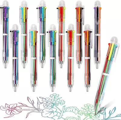 12 Pack Ballpoint Pen 6-In-1 Multicolor Retractable Ballpoint Pens 0.5Mm Color • $6.99