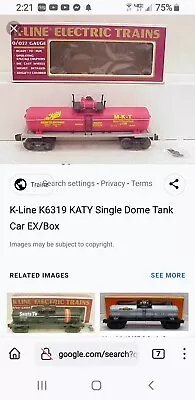 K-LINE  MKT KATY SINGLE DOME Classic TANK CAR O GAUGE MISSOURI KANSAS TX Vintage • $29.97