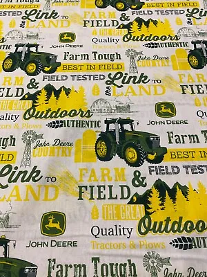 John Deere Tractors Farm & Field Yellow/green/white Cotton Fabric Fq Oop • $4.10