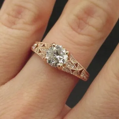£114 • Buy 2.00 Ct Round Cut Diamond Antique Vintage Engagement Ring 14K Rose Gold Over