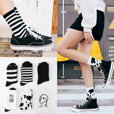Lovely Harajuku Women Socks Cow Printed Sock Crew Socks Socks Casual Cute Sports • £2.63