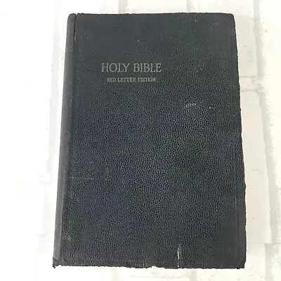 Vintage Holy Bible Red Letter Edition Faux Leather Cover Black B23 • $18.99