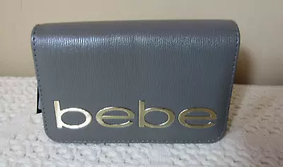 Bebe Fabiola Saffiano Gray Gold Crossbody Purse Mini Shoulder Bag NWT MSRP $69 • $9.95