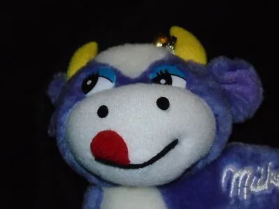 Vintage Milka Chocolates Purple & White Plush Cow Key Ring Plush Toy Rare • £7.50