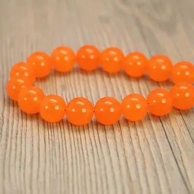 Natural 10mm Orange Jade Chalcedony Gemstone Round Loose Beads 15'' Strand • $4.49