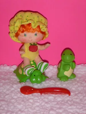 Vintage Strawberry Shortcake ~ APPLE DUMPLIN Doll & TEATIME TURTLE Pets + Comb ~ • $59.99