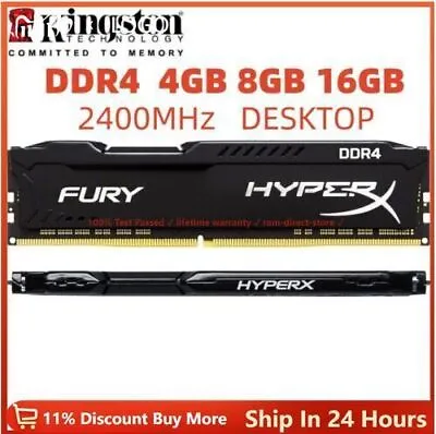 HyperX FURY DDR4 8GB 16GB 4GB 32GB 2400MHz PC4-19200 Desktop RAM Memory DIMM 288 • $38.89