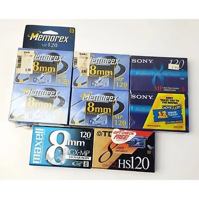 Mixed Lot Of 8 Video Cassettes 8mm Sony Maxell Memorex TDK New Sealed • $22.97