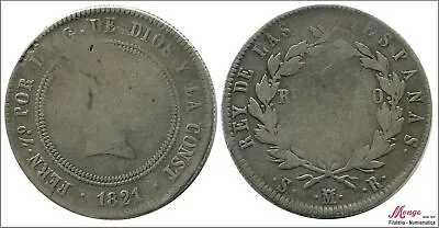 Spain - Fernando VII 4 Reales (10 Reales) 1821 Sr Madrid/Ag BC 762 • $32.70