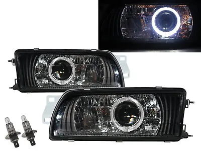 Libero MK4 92-95 Guide LED Angel-Eye Projector Headlight BK For Mitsubishi LHD • $495.09