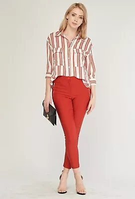 Ladies Red Skinny Crop Trousers UK Size 14 • £7