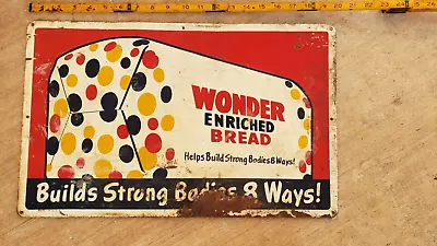 Original Vtg Wonder Bread Advertising Metal Sign American Art Works Trade Sign • $105.50